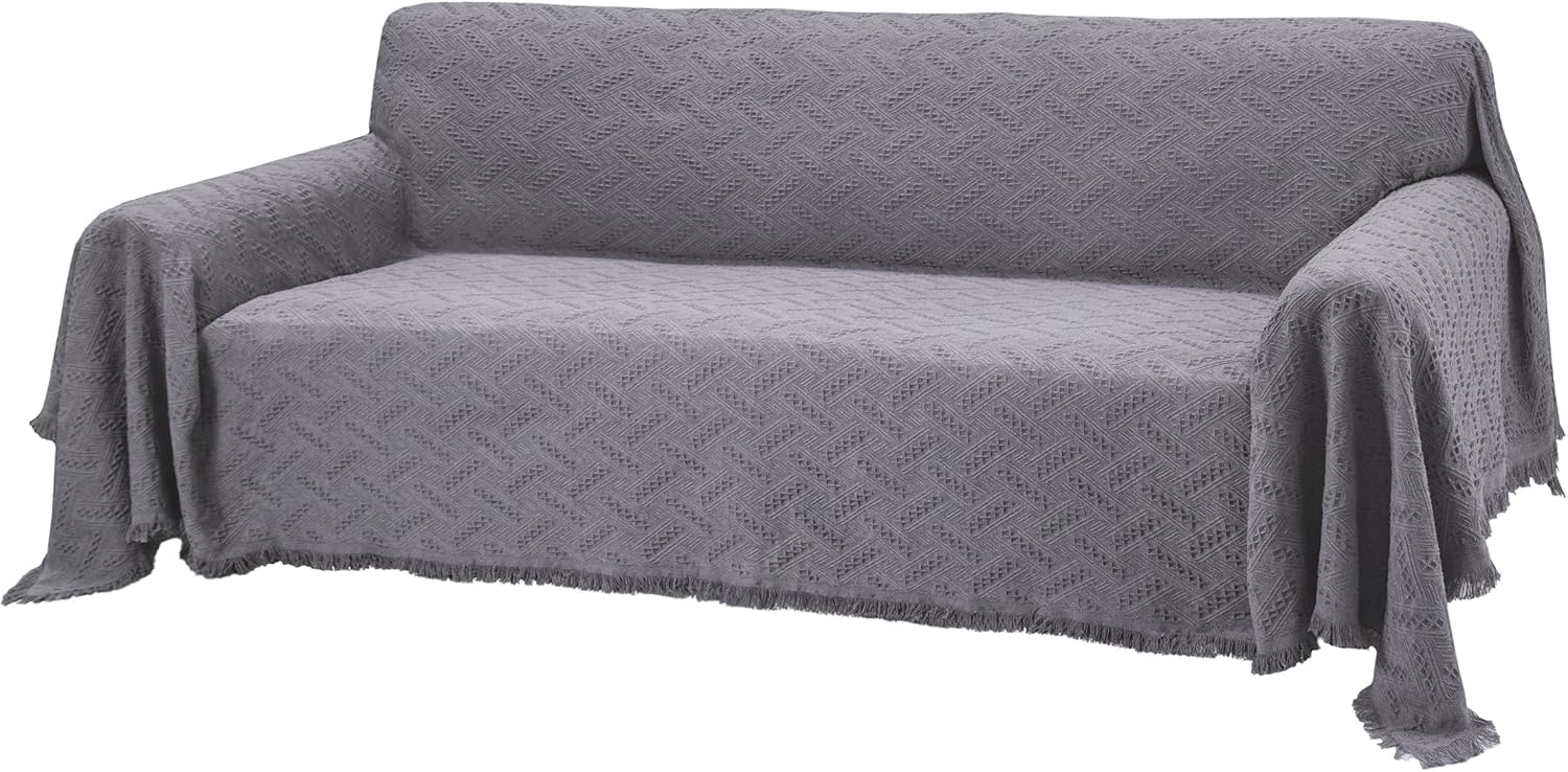 Slipcovers - ROSE HOME FASHION Geometrical Sofa Cover, Couch Cover, Couch Covers for 3 Cushion Couch, Sectional Couch Covers, Sofa Covers for Living Room, Couch Covers for Dogs, Couch Protector(X-Large:Dark Grey)