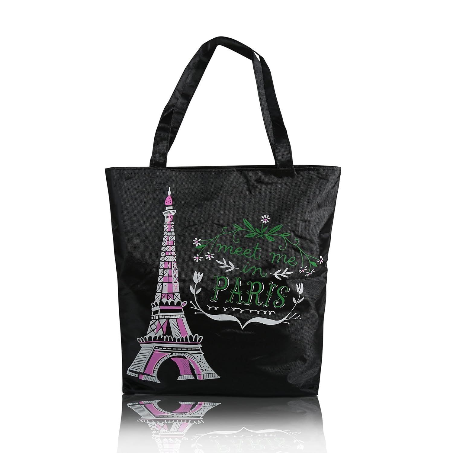 mstick women's zipped fashion canvas tote large space zipper hand bag - meet me paris