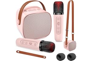 Mini Karaoke Machine with 2 Wireless Microphones for Kids Adults, DYTIMEEM Portable Bluetooth Speaker Set for Birthday Party Home KTV, Handheld Karaoke Toy Gift for Boys Girls 4, 5, 6, 7, 8+ Years Old