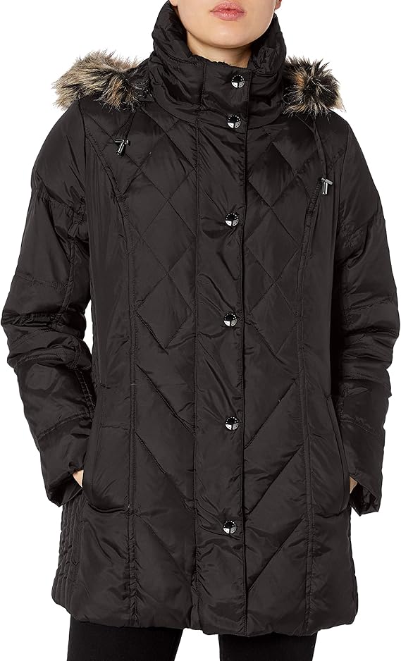 LONDON FOG Women's Diamond Quilted Down Coat Clothing
