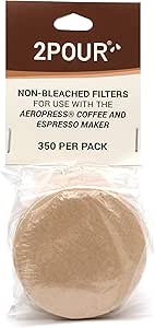 350x (1 Pack) Reusable Replacement Paper Filters Compatible With The Aeropress Coffee Maker / Aeropress Go - Vegan Non Bleached Natural - Free USA Shipping available!.