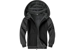 V VALANCH Boys Hoodie Zip Up Fleece Lined Jacket Warm Sherpa Hooded Sweatshirts for Boys Girls 6-15 Years