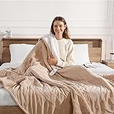 Heated Blanket Twin Size Electric Blanket - Heating Blanket with 5 Heating Level & 10 Hour Auto Off, Ultra Soft, Machine Washable & Overheating Protection, House Warming Gifts New Home(Beige)