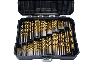 GDLIN 230 Pcs Titanium Twist Drill Bit Set for Metal and Wood,Coated HSS Conventional 118 Deg Tip Titanium Drill Bit Kit Set, Drill Bits Kit with Storage Case, 3/64"-1/2"