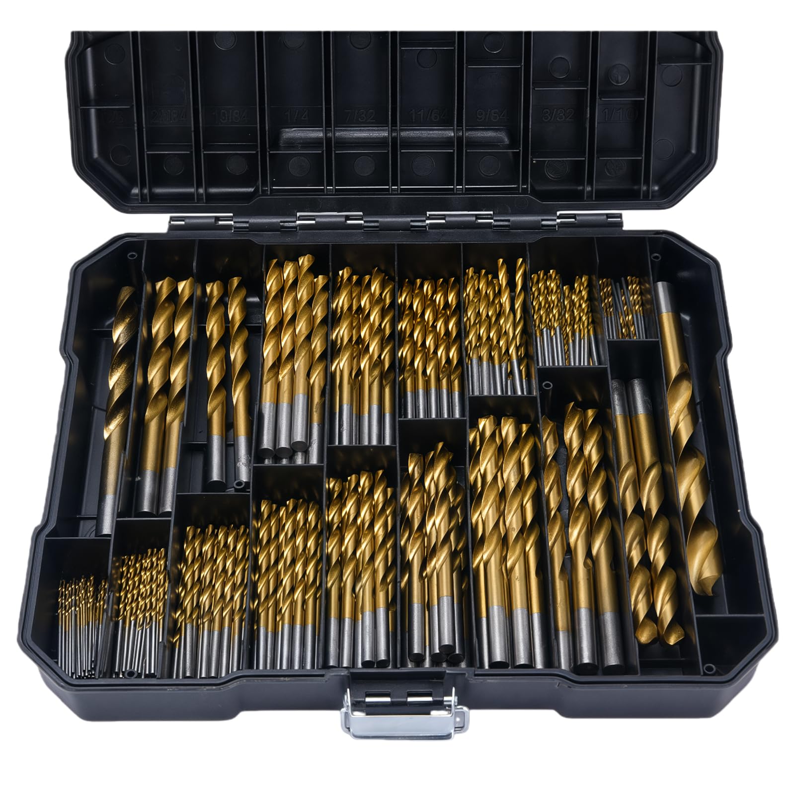 Photo 1 of 230 Pcs Titanium Twist Drill Bit Set for Metal and Wood,Coated HSS Conventional 118 Deg Tip Titanium Drill Bit Kit Set, Drill Bits Kit with Storage Case, 3/64"-1/2"