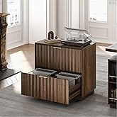 Perledesign Fluted 2 Drawer Lateral File Cabinet, Black Walnut | 32'' Wood Filing Cabinet for Home Office, Fits for Legal/Letter/A4 Files , Printer Stand, Large File Storage