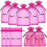 Boao 100 Pcs Eyelash Aftercare Bags 4 x 6 Inches Eye Lash Print Aftercare Makeup Bags Drawstring Cosmetic Bags Organza Beauty Bags for Women Makeup Jewelry Supplies (Pink)