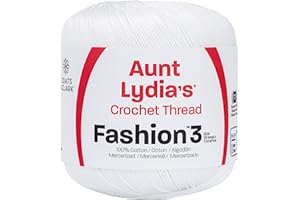 Coats Crochet 182-201 Aunt Lydia's Fashion Crochet, Cotton Size 3, White