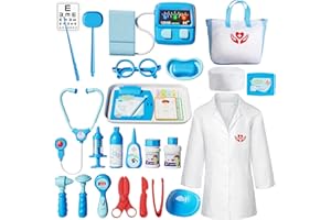 BELEMAR New Doctor Kit for Toddlers 3-5 - Pretend Play Set With 38 Toy Pieces, Costume, Sounds & Lights - Medical Role Play Kit for Kids Boys Girls Age 3+