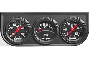 Sunpro CP8090 Mini Triple Gauge Kit - Black Dial