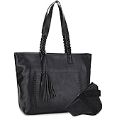 JESSIE & JAMES Helena Tote Bag With Braided Top Handle and Tassels, Everyday Carry Handbag