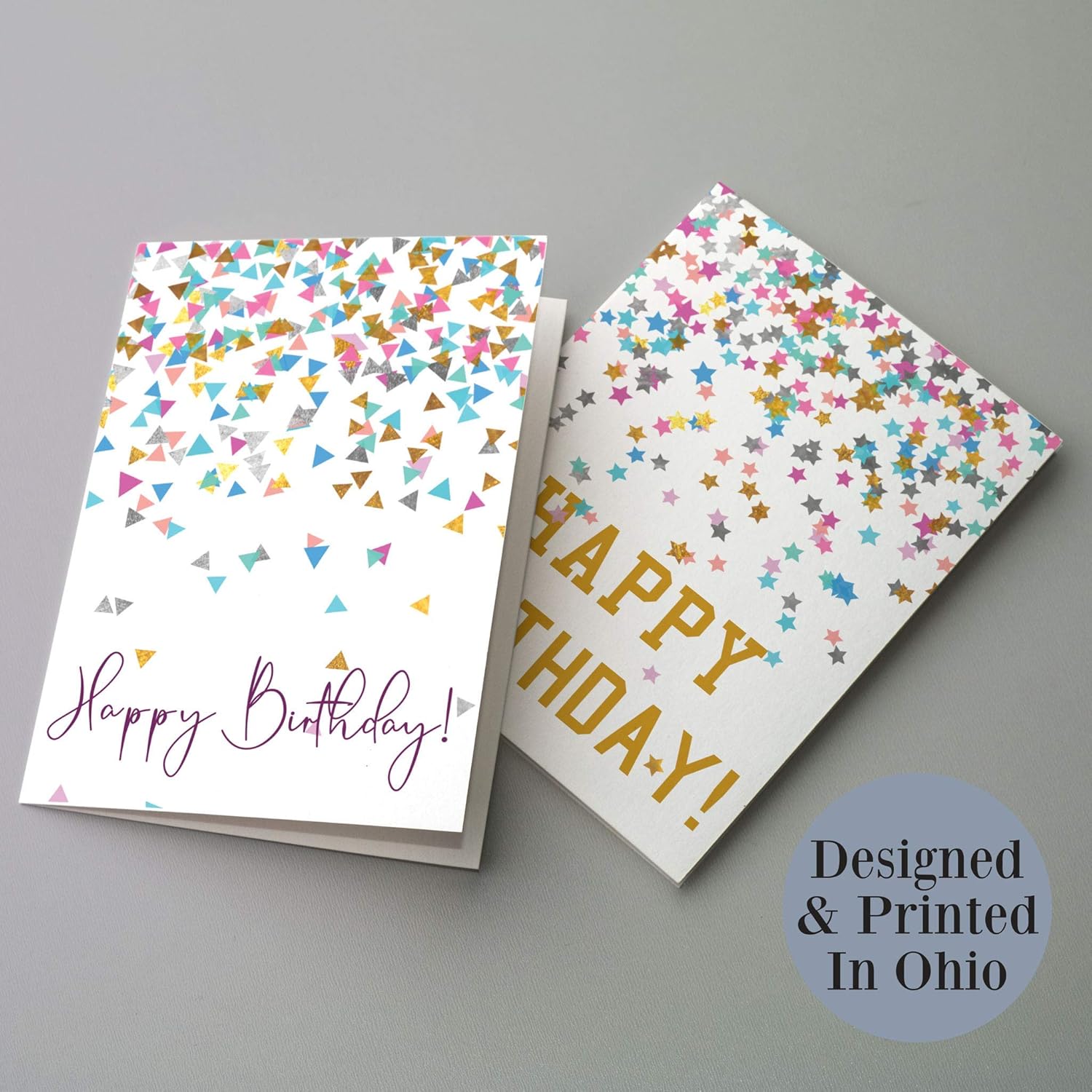 Confetti Birthday Greeting Cards Boxed Set 12 Blank Celebration Cards w/White