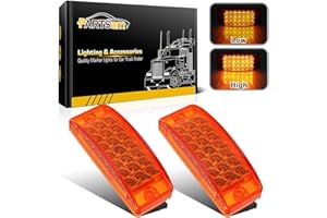 Partsam 2pcs 6" Rectangle Amber 21LED Marker Light Turn Signal 6x2 Rectangular Clearance Lights for Trailer Truck RV Camper Motorhome Golf Cart