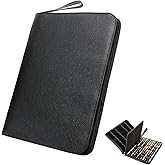 Topoomart 48 PU Leather Fountain Pen Case Large Capacity Black Roller Ball Pen Holder Bag Pouch