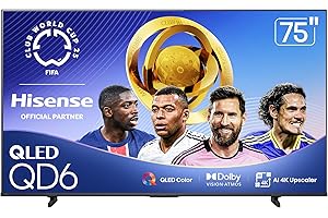 Hisense 75" Class QD6 Series (75QD6QF, 2025 Model) QLED 4K UHD Smart Fire TV, Voice Remote with Alexa, Dolby Vision, Dolby Atmos, Motion Rate 120, HDR 10+, Game Mode Plus, MEMC, VRR, ALLM