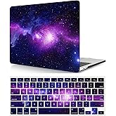 Compatible with MacBook Pro 15 inch Case with Touch Bar and Touch ID 2019 2018 2017 2016 Release Model A1707 A1990, Plastic Protective Matt Hard Shell Case Cover & Keyboard Cover, Purple Galaxy