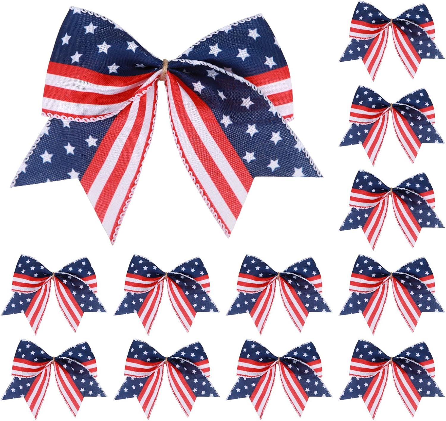 Bows & Ribbons - Meseey 12 Pcs 6 Inch American Flag Bow Patriotic Bows Red White Blue Star Stripes 4th of July Wreath Bows for Independence Day Party Gift Wrapping Door Wall Decoration (American Flag)