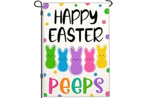 NASIAN Happy Easter Peeps Garden Flag Welcome Spring Yard Garden Flags for Outside 12x18 Double Sided Outdoor Easter Decorations for Home