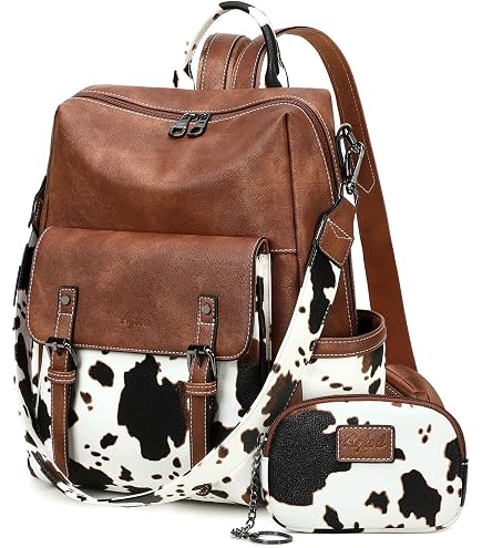 Backpack Bag for Women - Western Upcycled Canvas & Leather Bag Brown, S-8817? Amazon.com: Myra Bag Western Leather Backpack Bag for Women  main image 2