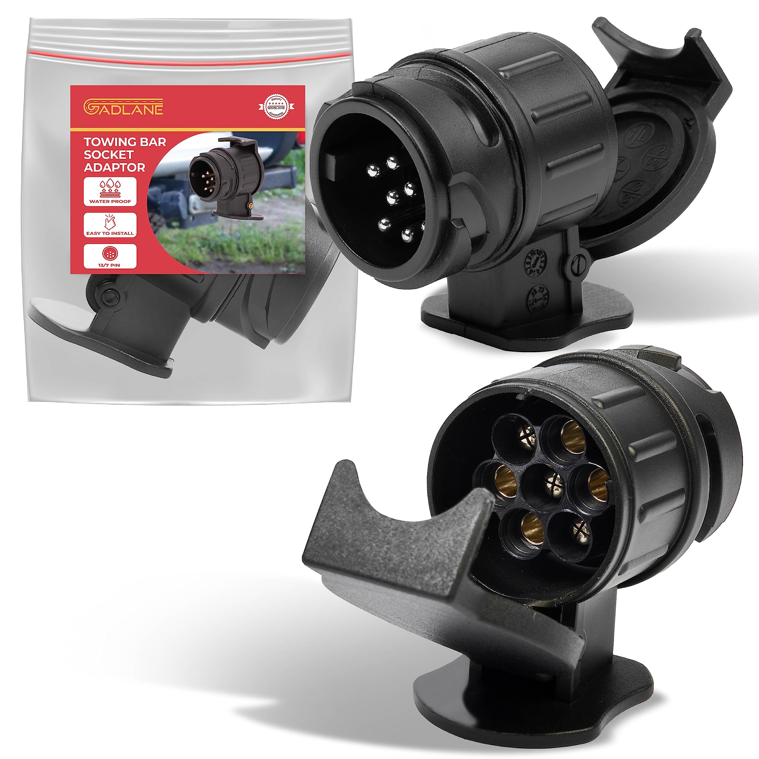 GADLANE 13 Pin to 7 Pin Towing Adaptor - Waterproof Trailer Plug Adapter 13 Pin to 7 Pin for Caravan, Van, Truck, Trailer Plug Towbar Towing Bar Electric Socket Adapter Converter - 13 to 7 Pin Adapter