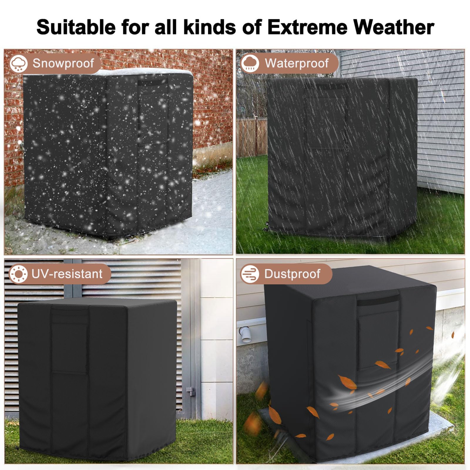 Mrrihand Central Air Conditioner Cover for Outside Units Waterproof Heavy Duty AC Unit for Outdoor Large AC Cover for Winter (36