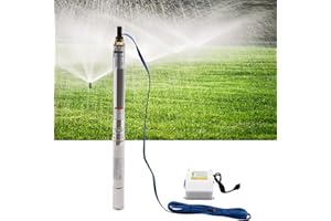 CILDON Submersible Irrigation Pump, 1In Outlet Submersible Bore Pump, 134.5Ft Lift, 110V Deep Well Pump for Farm Irrigation, W/65.62Ft Cable, Control Box