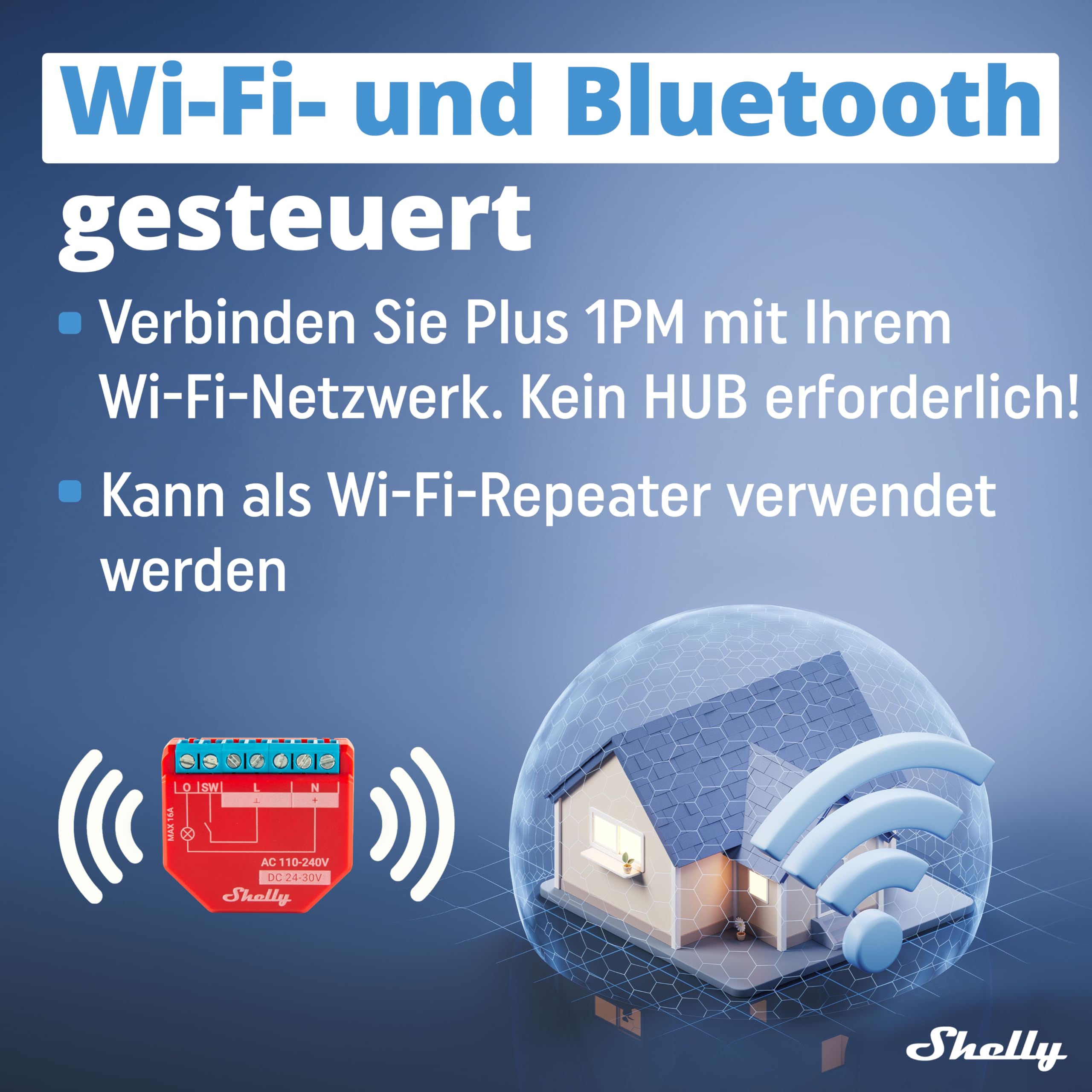 Shelly Plus 1PM | WLAN & Bluetooth Relais Schalter mit Strommessung | Smart Home | Lichtsteuerung | Funktioniert mit Alexa & Google Home | iOS- & Android-App | Kein Hub erforderlich (4 Pack) 4