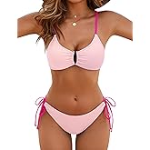 Blooming Jelly Womens Sexy 2 Piece Bikini Sets Cheeky High Cut Bathing Suit Color Block Textured U-Wire Swimsuits 2026
