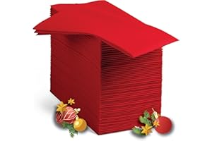 BLOOMINGOODS 100 Linen-Feel Colored Paper Napkins - Decorative Cloth-Like Brighet Red Dinner Napkins - Soft And Absorbent. For Kitchen, Party, Wedding, Bathroom Or Any Occasion. (Pack of 100)