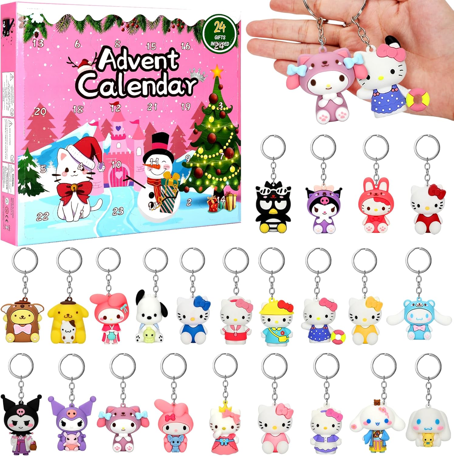 Advent Calendars - 2023 Christmas Advent Calendar Box with 24 PCS Figurine Ornaments Keychains Decorations, 24 Days Countdown Calendar Surprise Gift for Kids Boys Girls Ladies Party Favors Christmas Tree Decoration