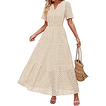 ZESICA Women's 2025 Summer Short Sleeve Maxi Dress Casual V