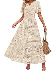 ZESICA Women's 2025 Summer Short Sleeve Maxi Dress