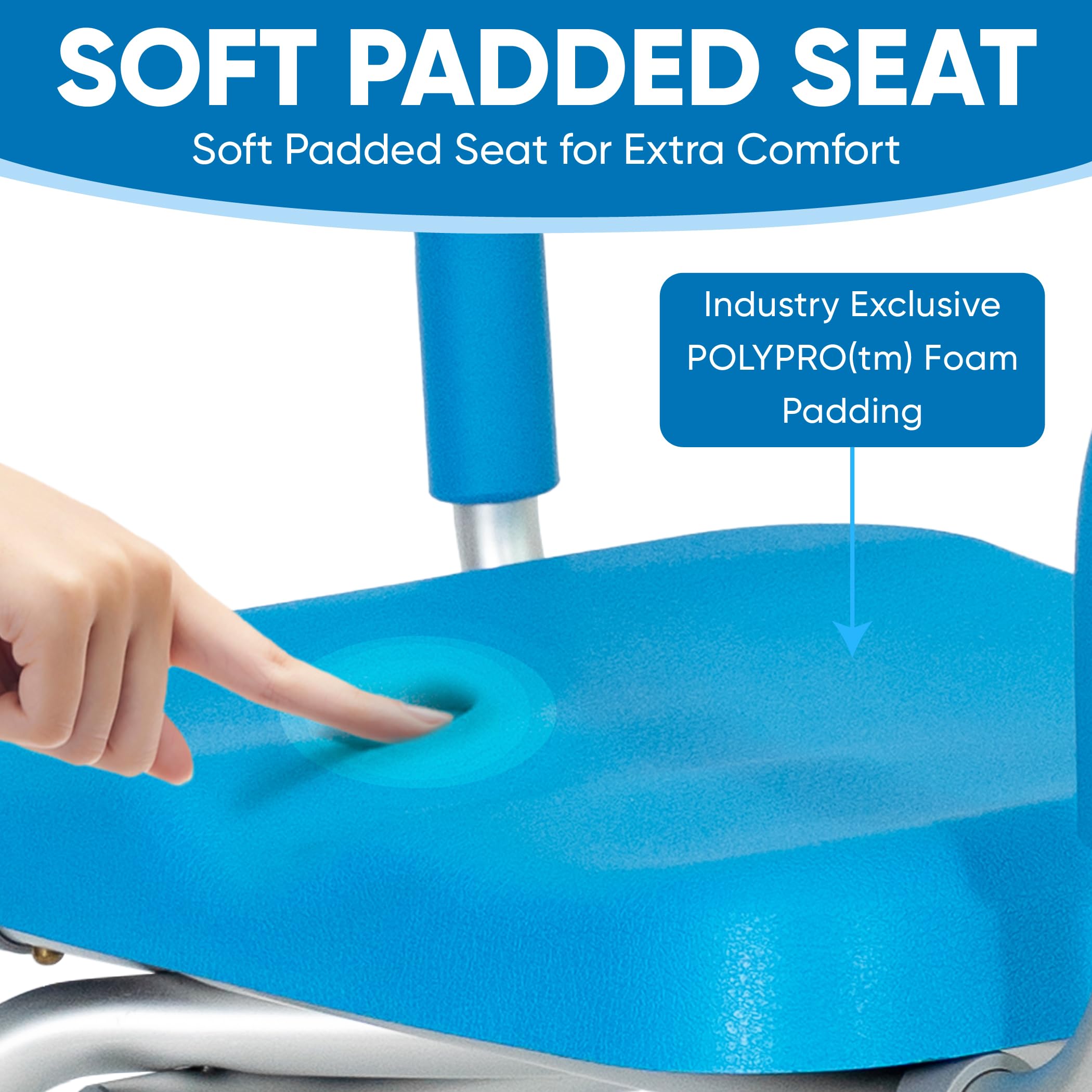 Carousel Sliding Shower Chair Transfer Bench with Swivel Seat, Premium Padded Bath, with Pivoting Arms, Adjustable Space Saving Design for Tubs, Shower, for Handicap & Seniors, Blue