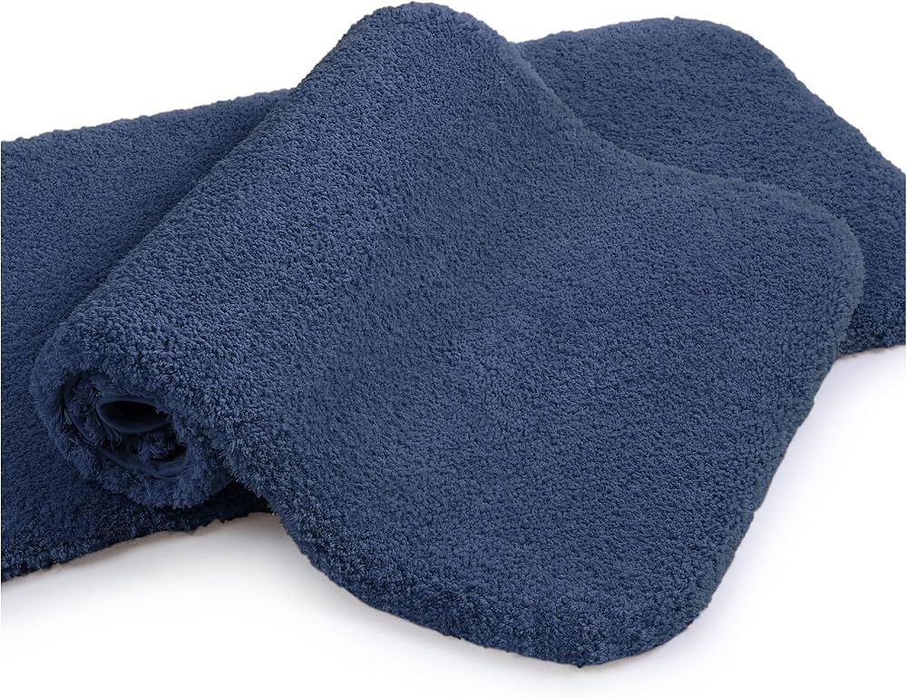 Non Slip Bath Mat 2 Pack Navy 40x60cm Ultra Thick Microfiber