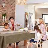 Deconovo Rectangular Tablecloth 51x110in Wipeable Taupe Faux Linen view 3