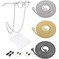 Lapanjuor 3 PCS Eyeglass Chain for Women Stylish,Stainless Steel Glasses Strap for Men Women,Eye Glasses Holders Around Neck