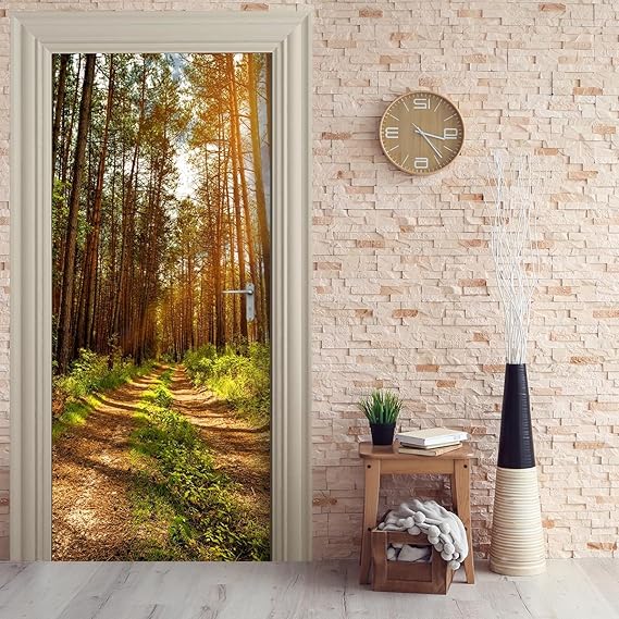 StickerProfis Türtapete selbstklebend TürPoster - WALD LICHTUNG - Fototapete Türfolie Poster Tapete