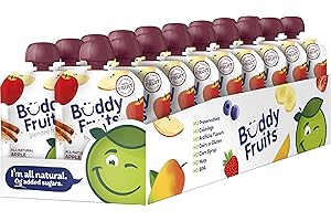 Buddy Fruits Snacks To Go Cinnamon Unsweetened Applesauce 3.2oz Pouch (18pk) Gluten-Nut-Dairy-Preservatives-BPA Free, Non GMO, Kosher