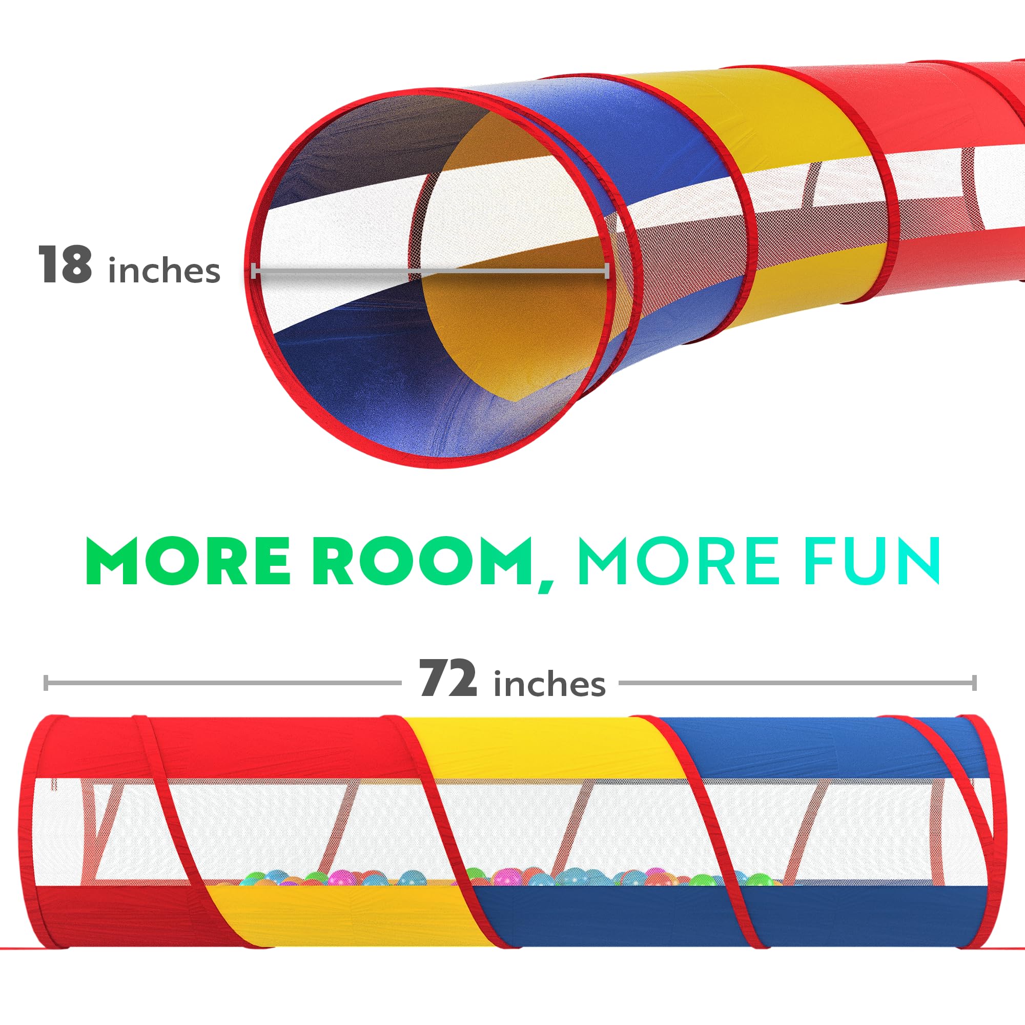 Playz Extra-Large Play Tunnel for Toddlers 1-3 Years – Pop-Up Baby Crawl Tube, Sensory Activity, Indoor & Outdoor Kids Toy, Collapsible for Easy Storage