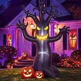 ZeahVeyora 12 ft Tall Halloween Inflatable Haunted Tree Decorations Outdoor | Black Inflatable Tree with Built-in Lights, Scary Dead Blow up Yard Decoration, Giant Inflatables for Front Lawn House Props