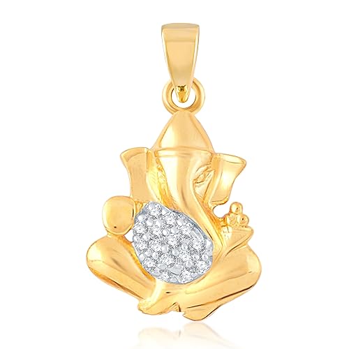 VK Jewels VISHVAVINAYAKA Gold and Rhodium Plated Alloy God Pendant for Men & Women made with Cubic Zirconia - PS1021G [VKP1021G]