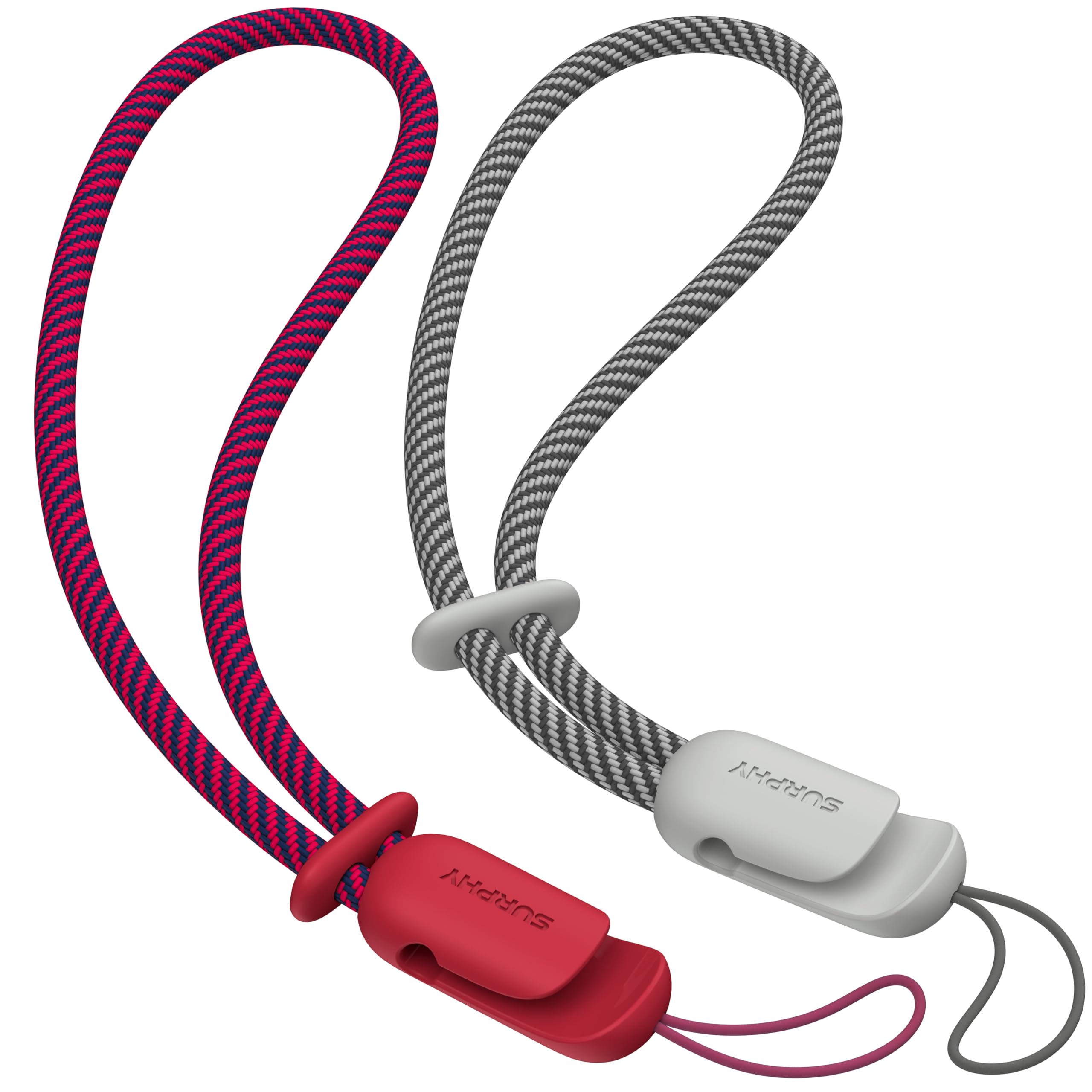 SURPHY Wrist Strap Lanyard for Phone, 2 Pack Adjustable Combination Strap Compatible with Phone, Purse, Keychain and more, Red & Grey