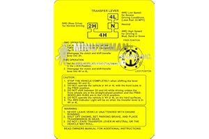 Minuteman Signs | Suzuki Samurai 4WD Instruction Card (Lifetime) Transfer Case Shifter Instructions Outdoor Grade Polyethylene(Yellow)
