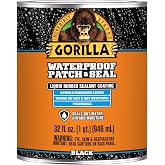 Gorilla Patch &amp; Seal Liquid Rubber Waterproof Sealant, Black, 32 oz | Seals Out Water, Air, and Moisture, Flexible Rubberized Coating, UV Resistant, Ideal for Roofs and Gutters