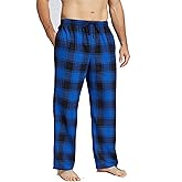 Jveyvth Mens Pajama Pants Flannel Cotton Plaid Sleep & Lounge Pants, PJ Bottoms with Pockets and Button Fly