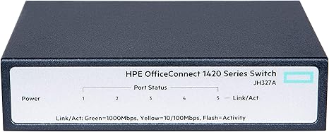 Amazon Com Hpe Officeconnect 1420 5 Port Gigabit Ethernet Unmanaged Switch 5 X Ge 10 100 1000 Jh327a Computers Accessories
