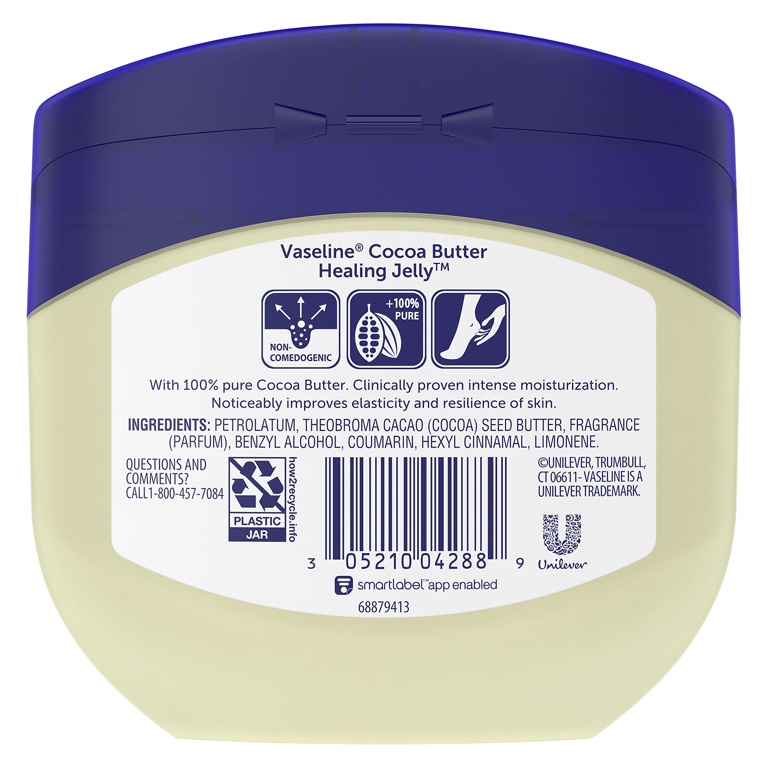 Vaseline Healing Jelly Moisturizer For Dry Cracked Skin Cocoa Butter Hypoallergenic 13 oz