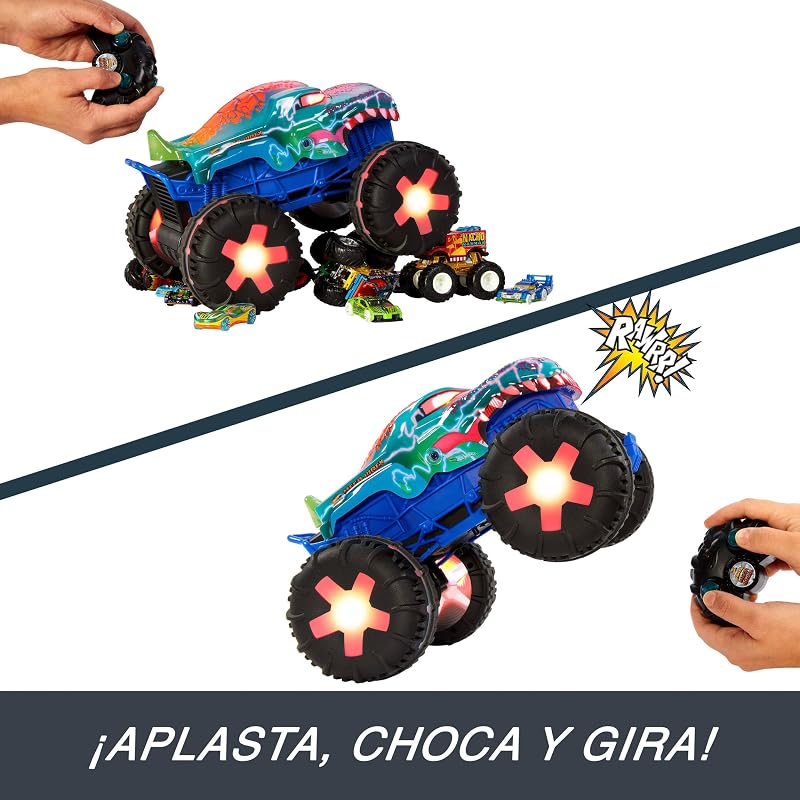 Hot Wheels Monster Trucks Controle Remoto Mega-Wrex Car, Controle de Rádio Toy Car com Luzes, Sons e 3 Modos de Jogo, +5 Anos (JBD90)