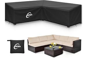 Kipiea 600D V-Shape Outdoor Patio Furniture Covers Waterproof, Outdoor Sectional Cover Windproof, Patio Sectional Sofa Cover 