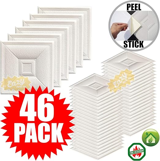Amazon Com Eazy How To 46 Pack Ceiling Tiles 12 X12 Peel And